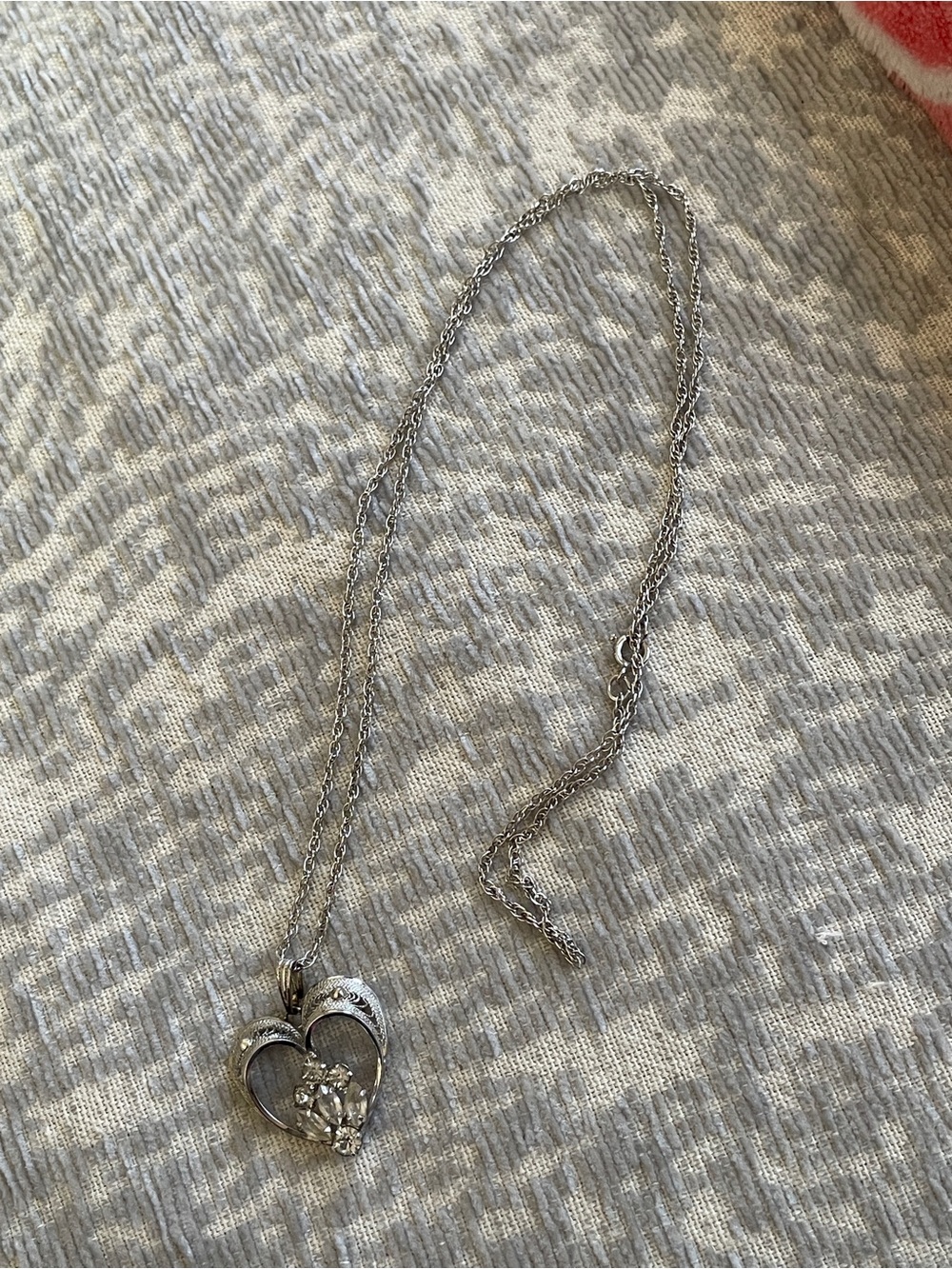 Sterling Silver Heart Pendant Necklace with Clear Accent Stones - Amy Lee
